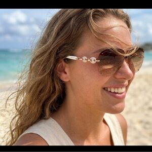 Gucci Gold-Tone Sunglasses with Brown Gradient Lenses